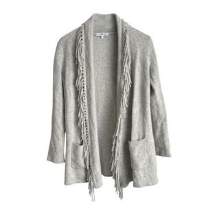 The Cashmere Project Women's Grey Fringe Cardigan Sweater XS Oversized